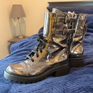 Women's Metallic Combat Boots